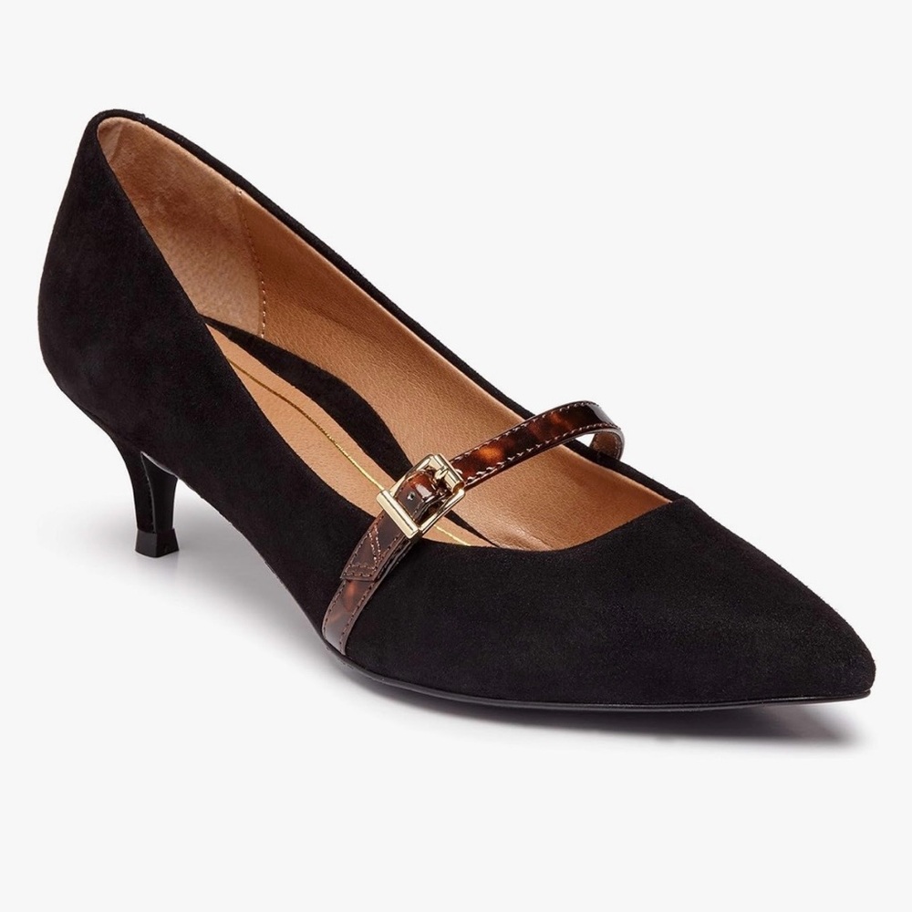 Vionic Black Heels with Brown Strap